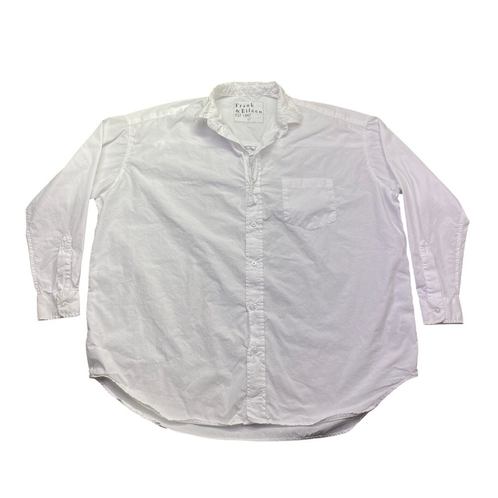Frank & Eileen Shirley White Cotton Poplin Button Down Shirt Small Oversized